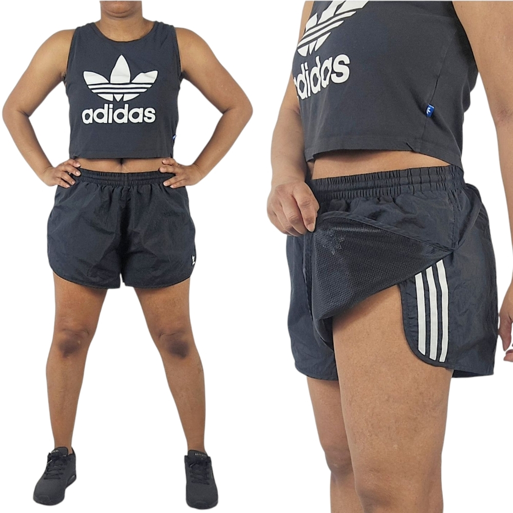 Adidas Black Athletic Shorts with Signature Stripes